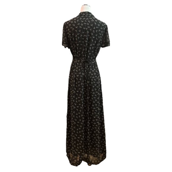 Vtg Dark Academia Ditzy Floral Maxi Dress Sz 8 Button Front Collared Cottagecore - Picture 11 of 15